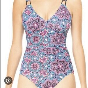 Love Your Assets By Sara Blakely Spanx One Piece Paisley Swimsuit‎ Women's L
